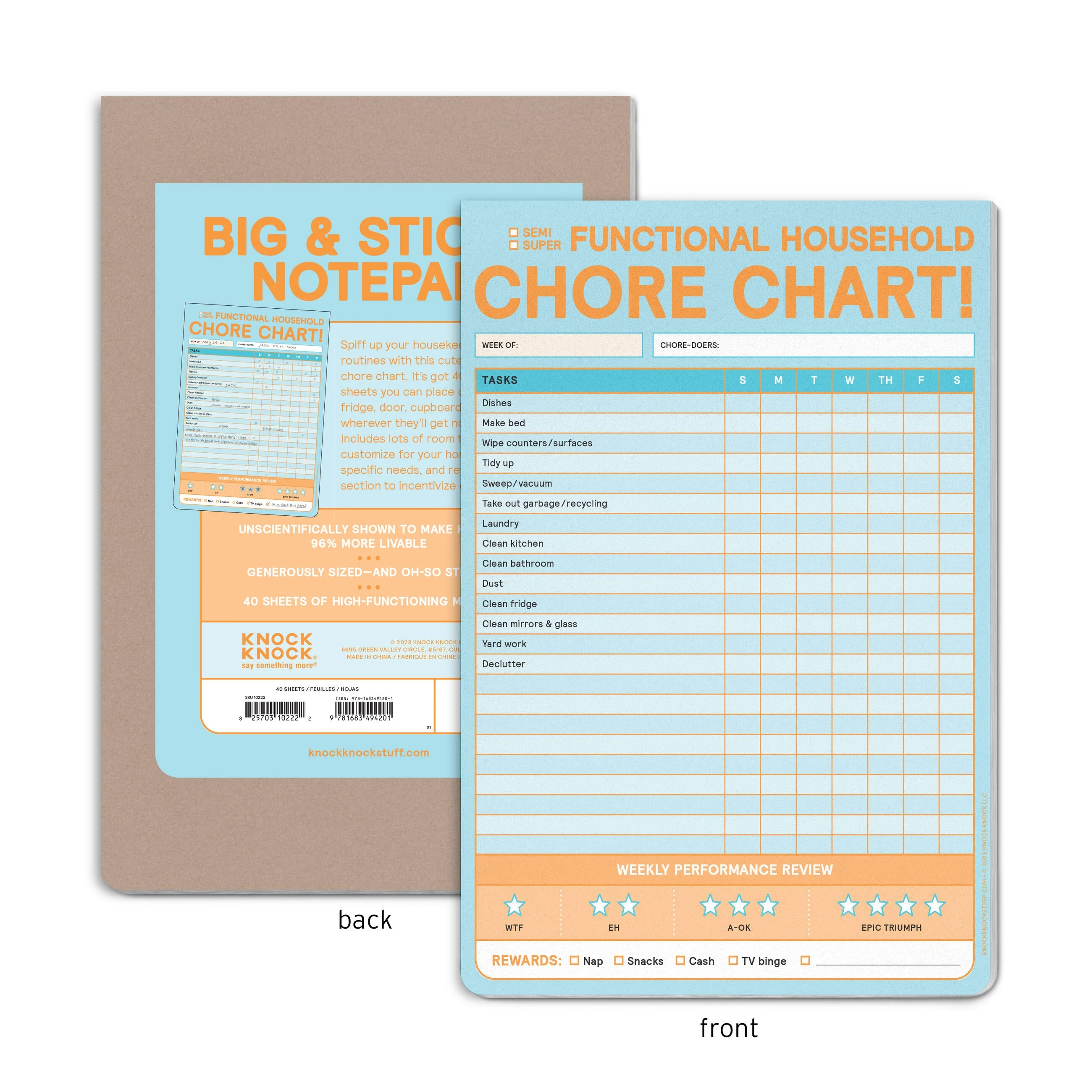 Chore Chart Big & Sticky Notepad - Sticky Chore Tracker Pad (40 Sheets, 9.75 x 7-inches) - Image 2