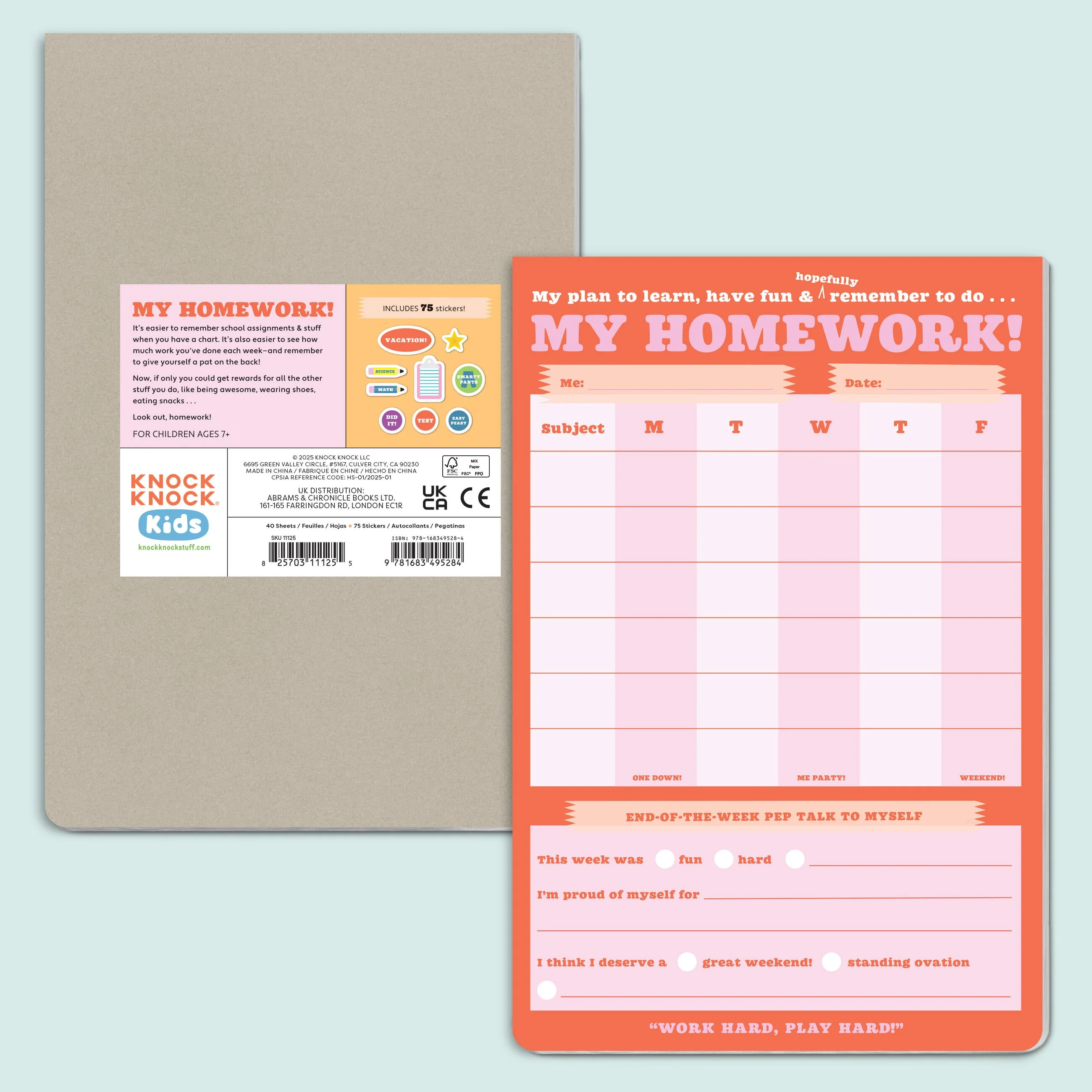 My Homework Weekly Tracker Pad Can-Do Pad with Sticker Sheet - Image 2