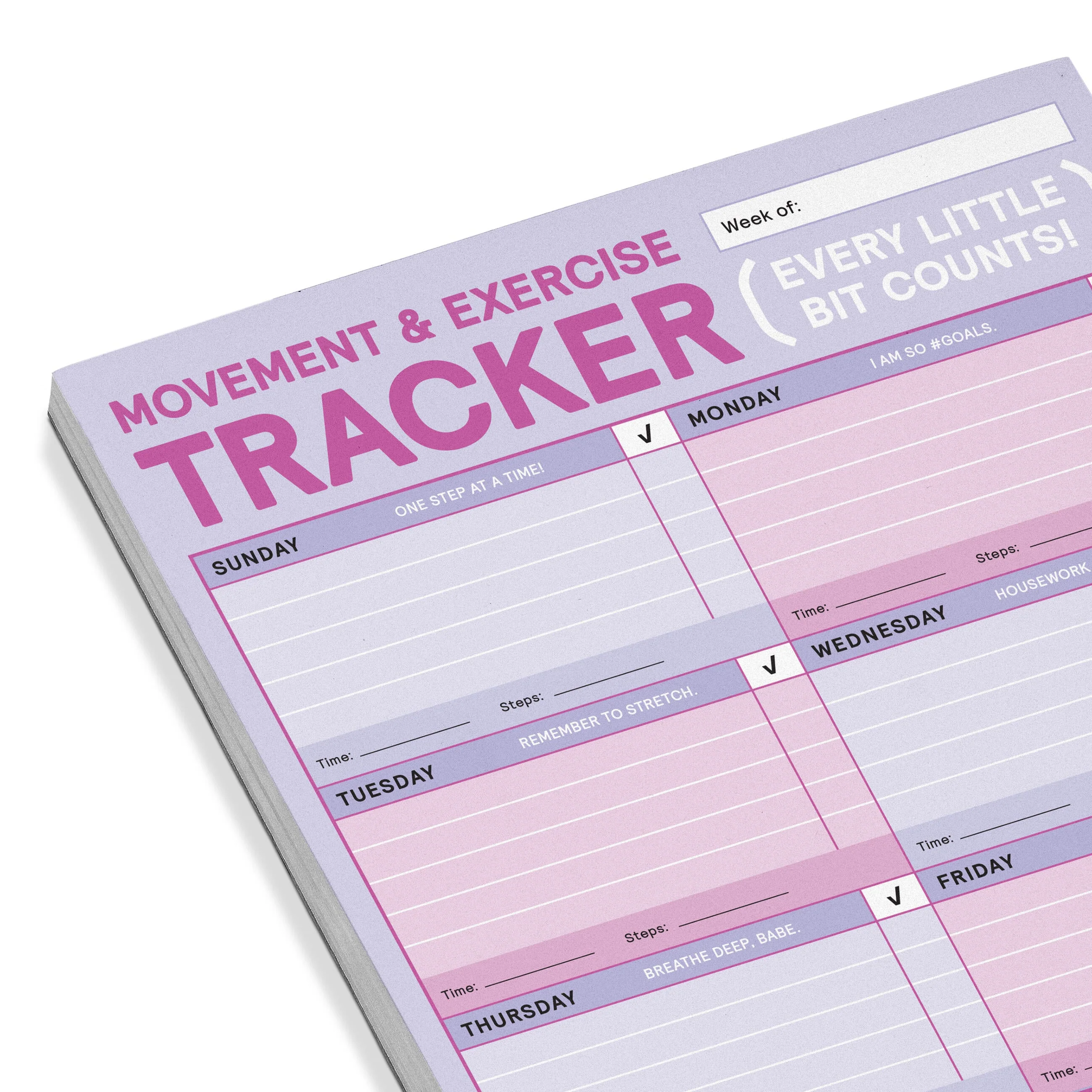 Movement & Exercise Tracker Big & Sticky Notepad - Sticky Fitness Tracker Pad (40 Sheets, 9.75 x 7-inches) - Image 3