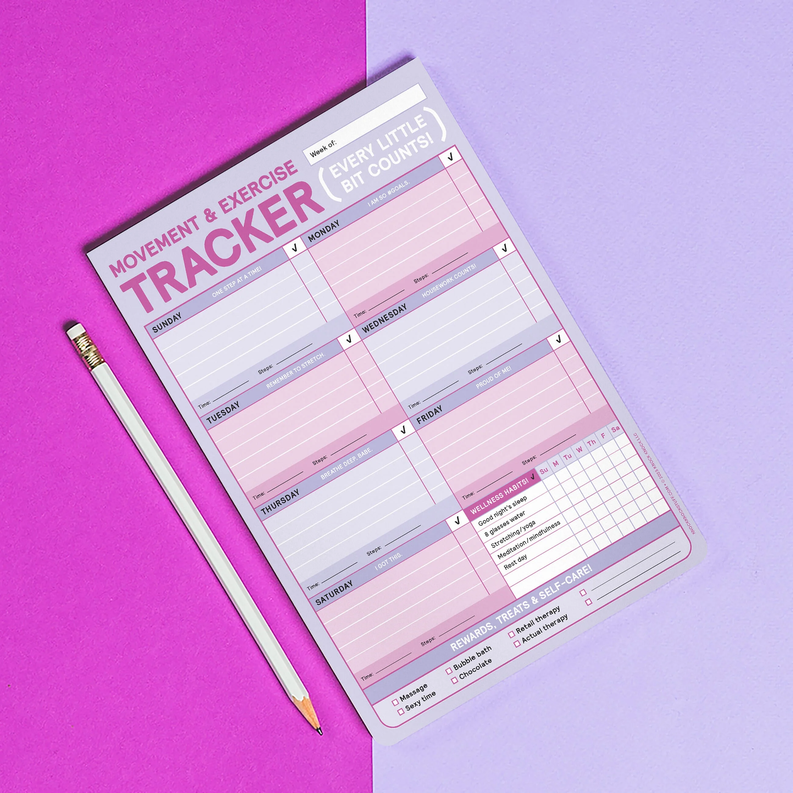Movement & Exercise Tracker Big & Sticky Notepad - Sticky Fitness Tracker Pad (40 Sheets, 9.75 x 7-inches) - Image 5