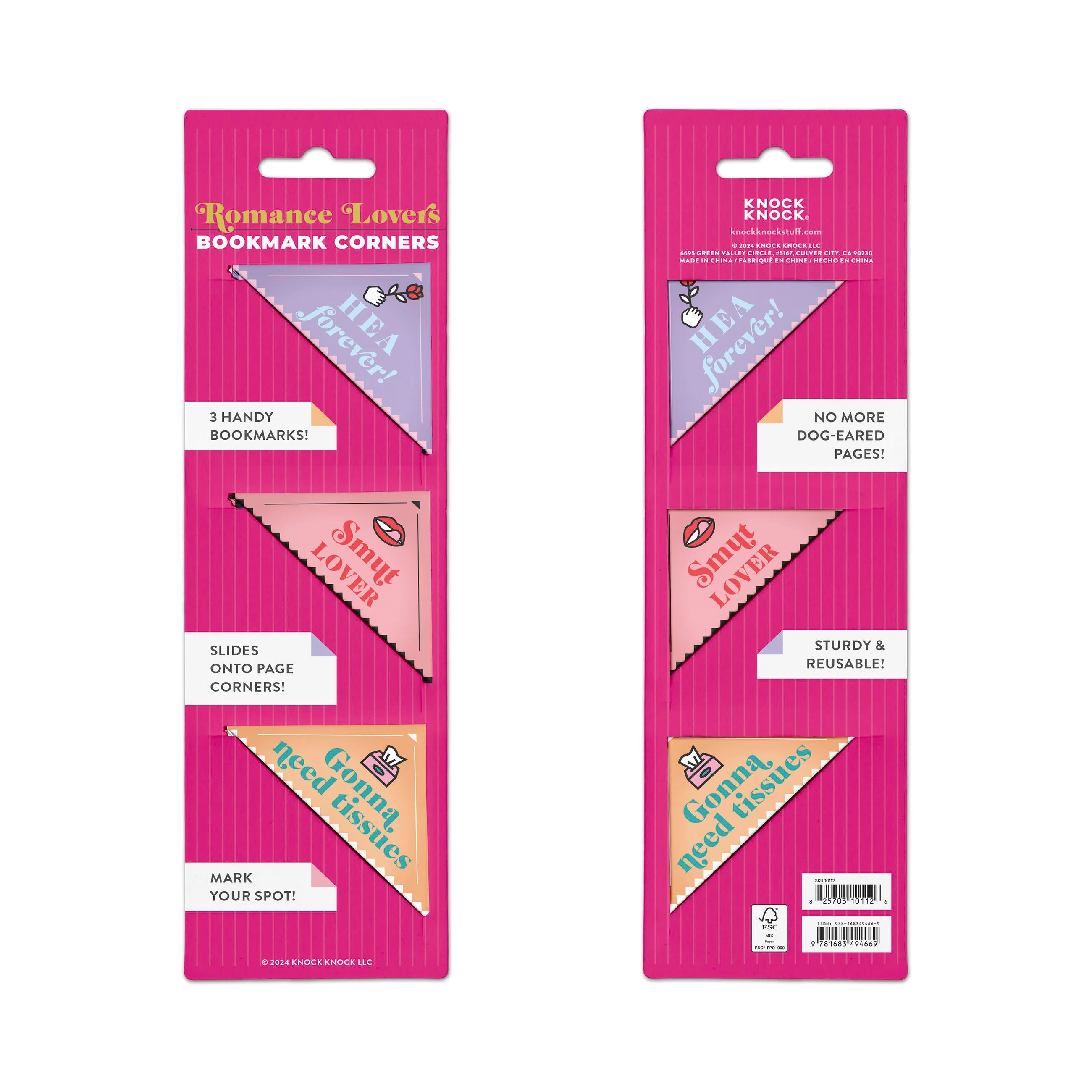 Romance Lovers Bookmark Corners, Set of 3 Unique Cardstock Bookmarks - Image 3