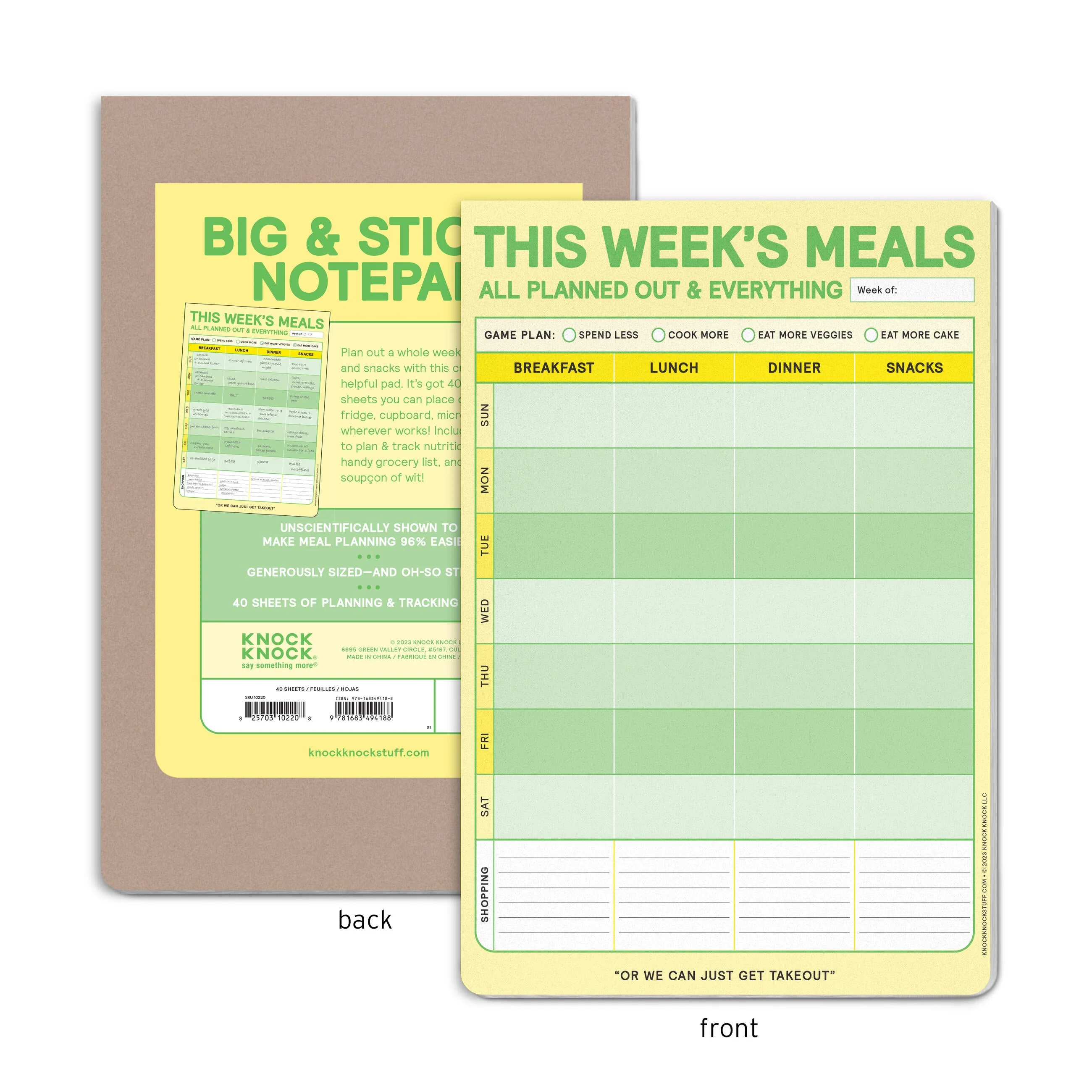 This Week's Meals Big & Sticky Notepad - Sticky Meal Planner Pad (40 Sheets, 9.75 x 7-inches) - Image 2